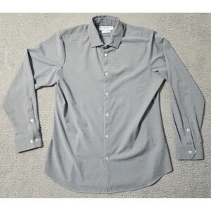 Mizzen + Main Men's Size XL Trim Fit Blue White Gingham Check Performance Shirt‎
